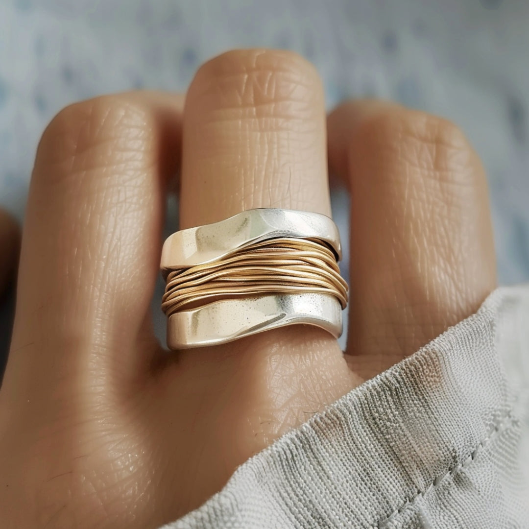 Titanium & Gold Wire Ring