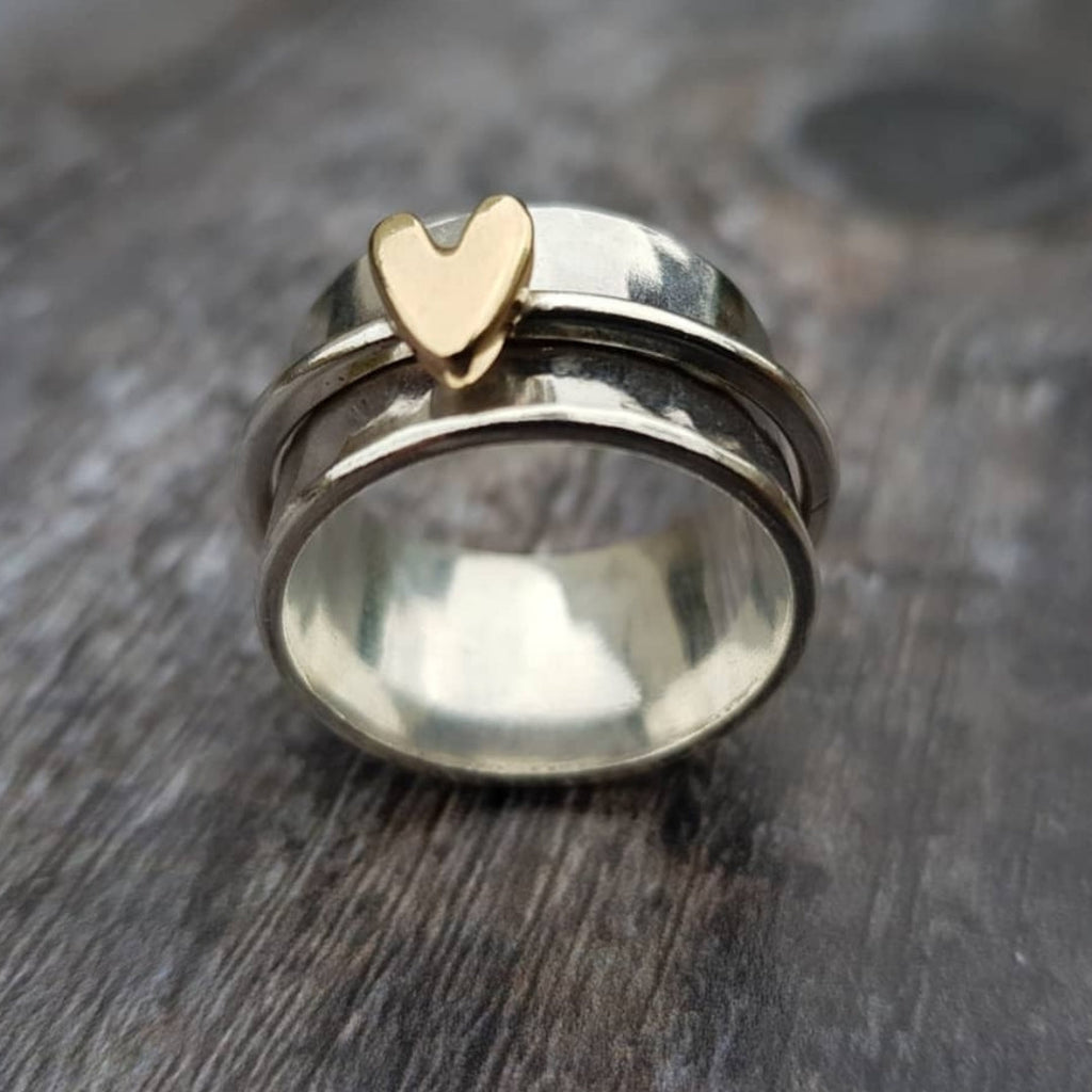 Titnium Ring with Gold Heart