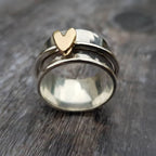 Titnium Ring with Gold Heart