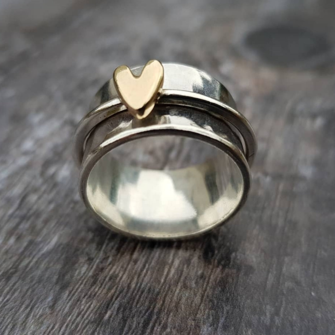 Titnium Ring with Gold Heart