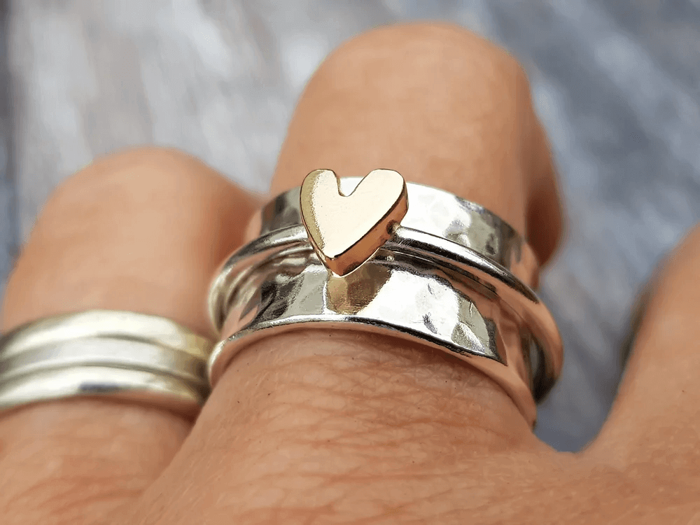 Titnium Ring with Gold Heart