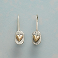 Vintage Gold Heart Earrings with Silver