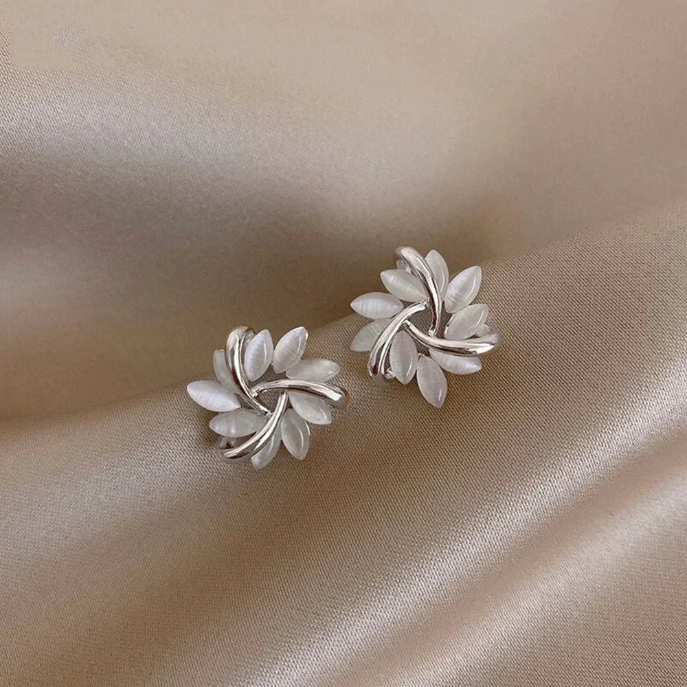 Titanium Opal Petal Circle Earrings