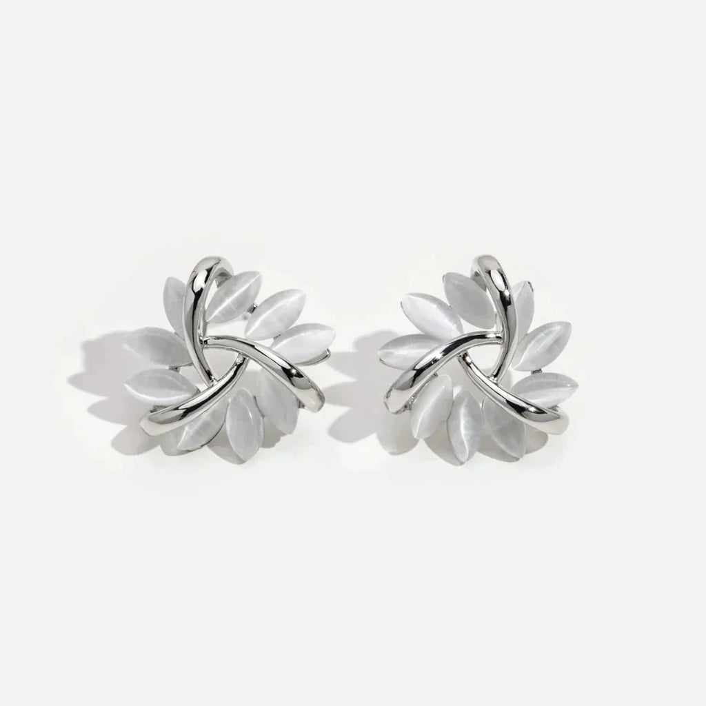 Titanium Opal Petal Circle Earrings