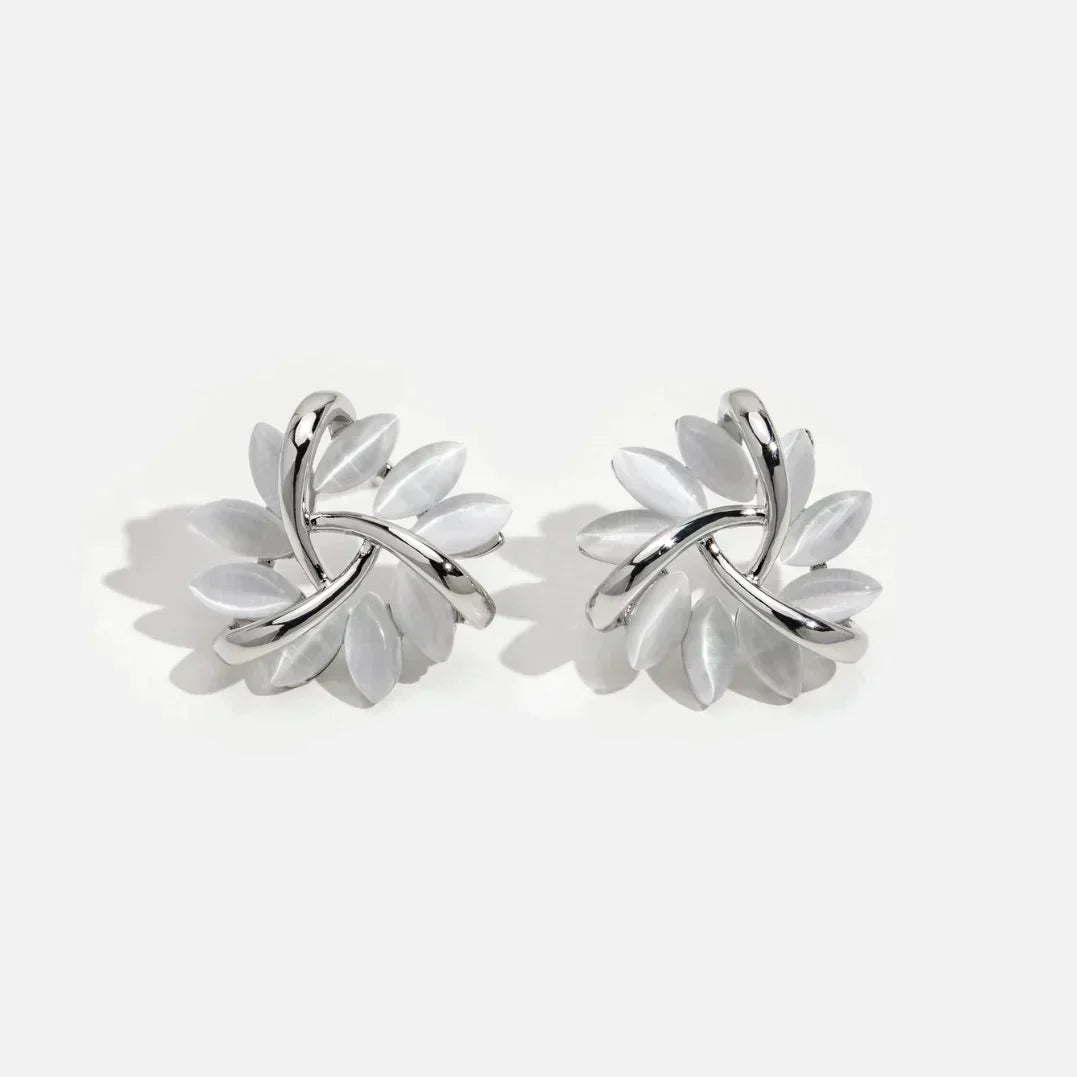 Titanium Opal Petal Circle Earrings